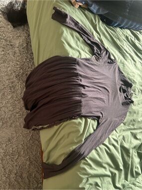 Guess Long-Sleeve Gathered Waist Dress in Dark Brown
